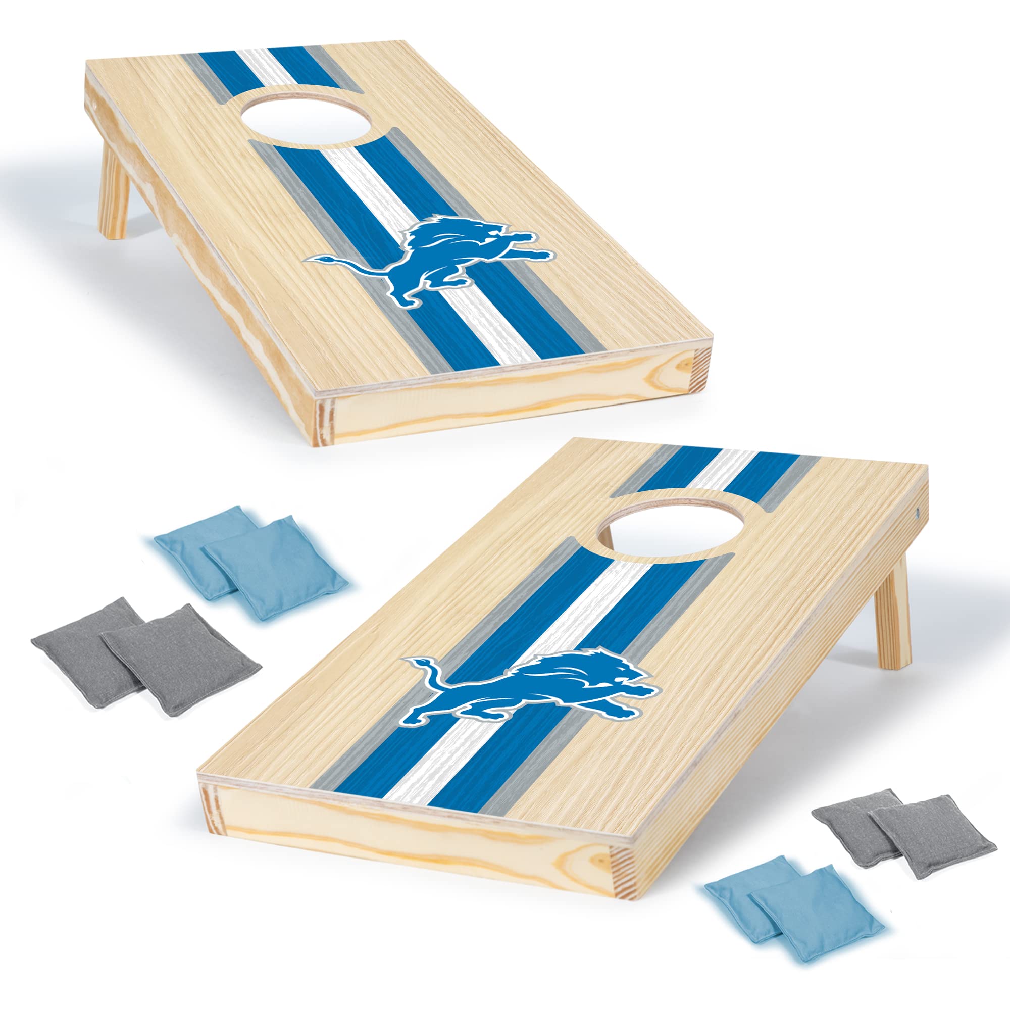 NFL Football Detroit Lions 1' x 2' Travel Size Solid Wood Cornhole
